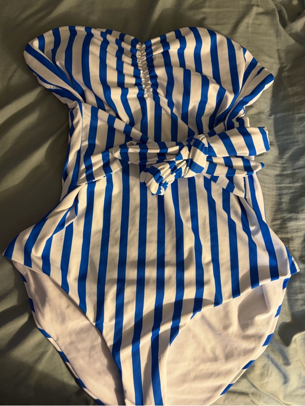 SHEIN Blue and White Striped One-Piece Swimsuit